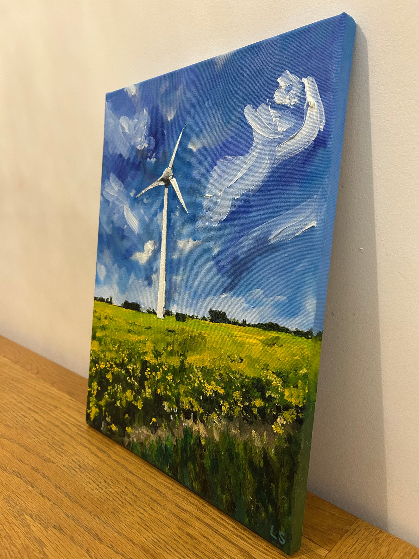 Original Painting - Wind Turbine in Spring