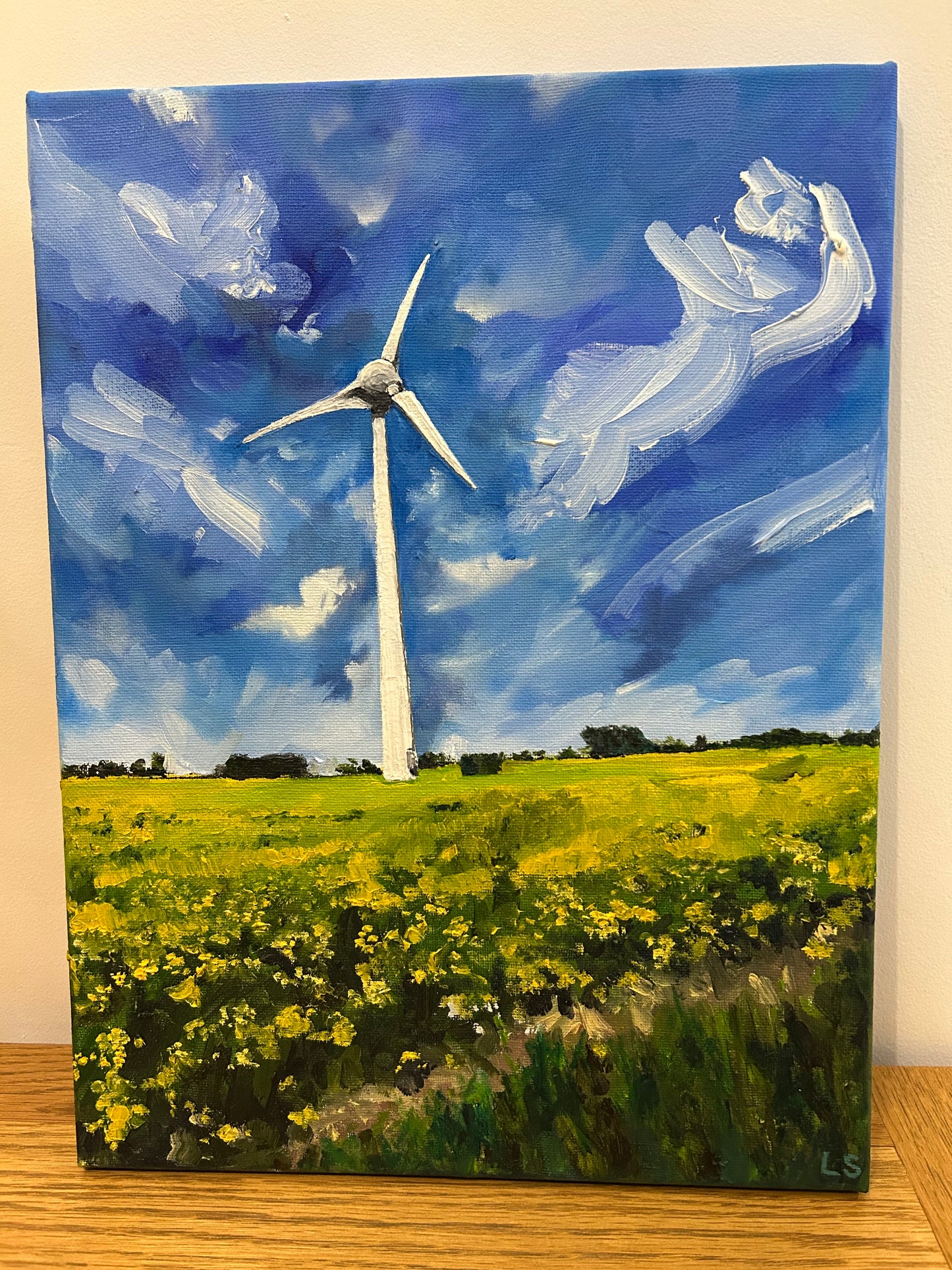 Original Painting - Wind Turbine in Spring