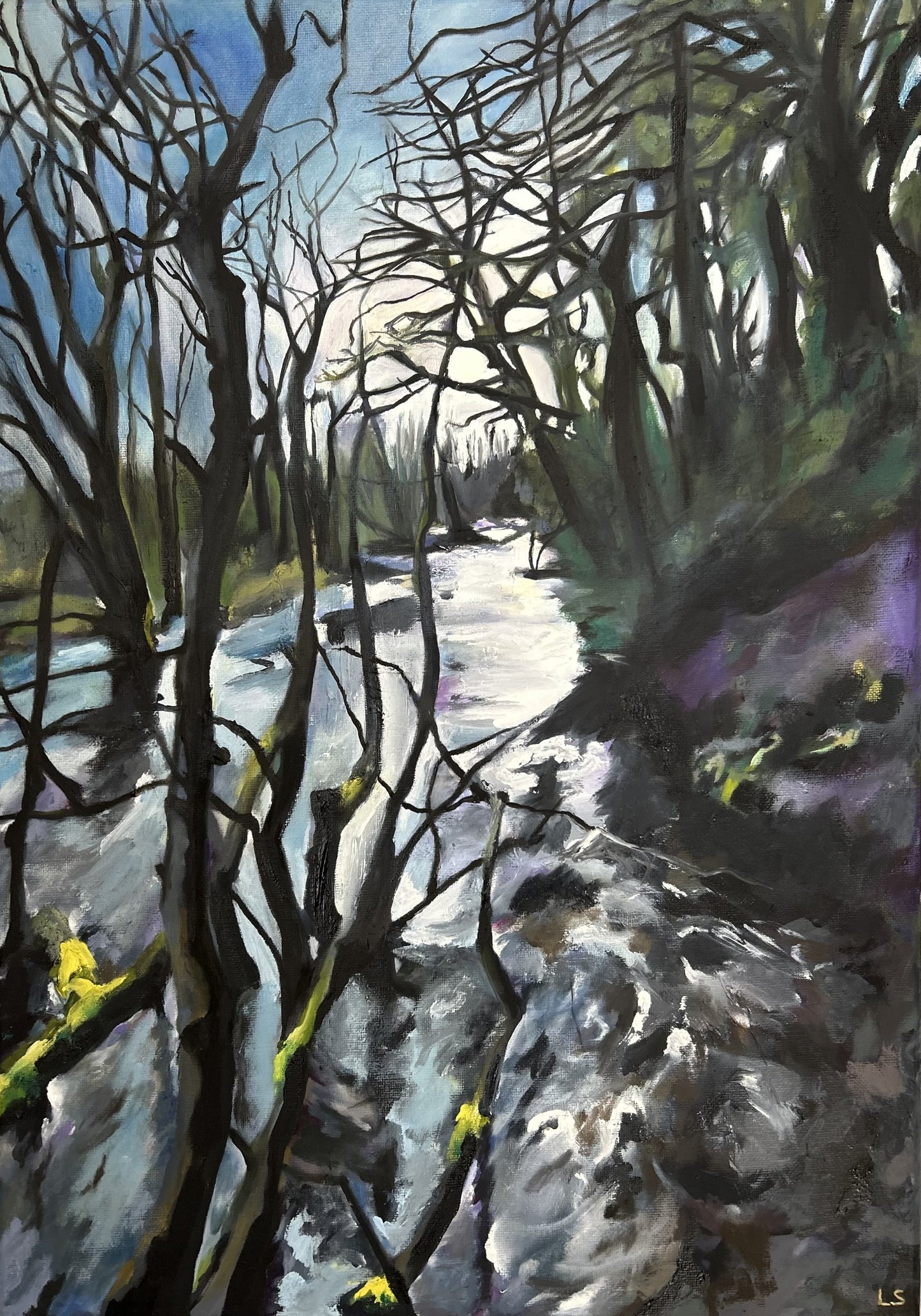 Original Painting - A Winter's Morning at the Clywedog, Erddig