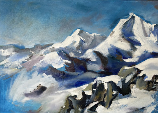 Original Painting - Snow-covered Snowdon - 'Yr Wyddfa'